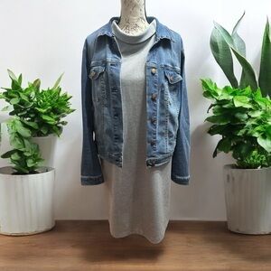 Ann Taylor Tall Herringbone Mock Neck Shift Dress Size LT